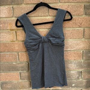 Express Gray Fitted Sleeveless Tank Top with Tie Front Size Small
